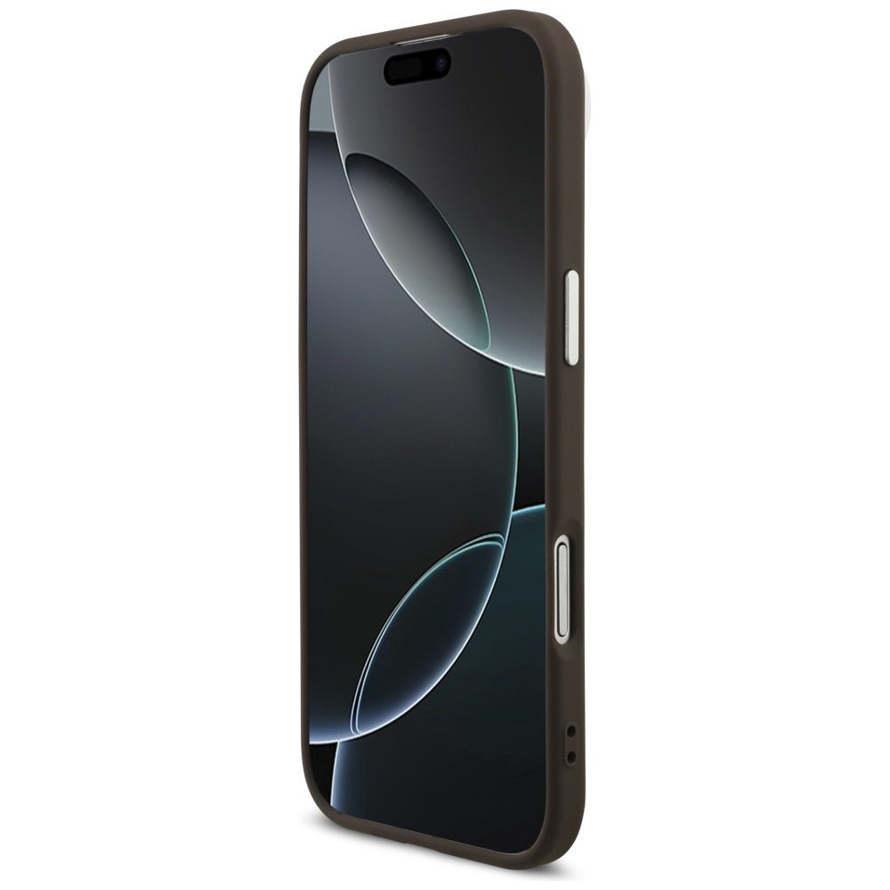 Guess iPhone Air - 4G Big 4G Classic Logo - Σκληρή Θήκη με Πλαίσιο Σιλικόνης και Επένδυση από Οικολογικό Δέρμα - Brown / Silver - GUHCP17MP4G4SMCW