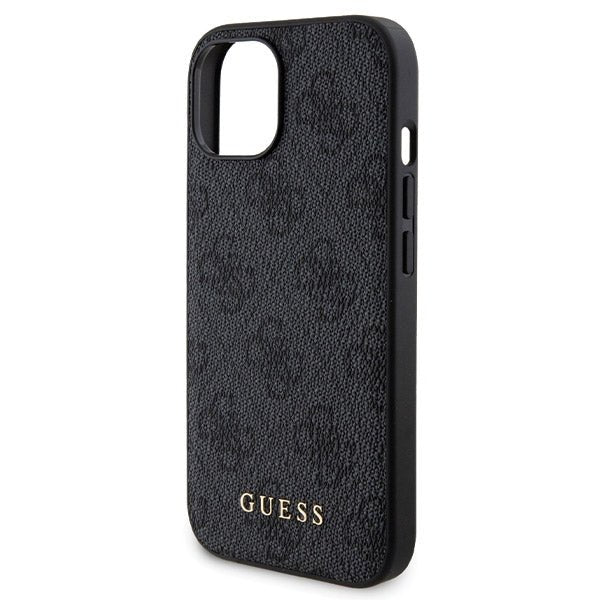 Guess iPhone 15 - 4G Metal Logo Σετ MagSafe Σκληρή Θήκη με Επένδυση Συνθετικού Δέρματος και Powerbank 5000mAh - Black - GUBPM5P15S4GEMGK