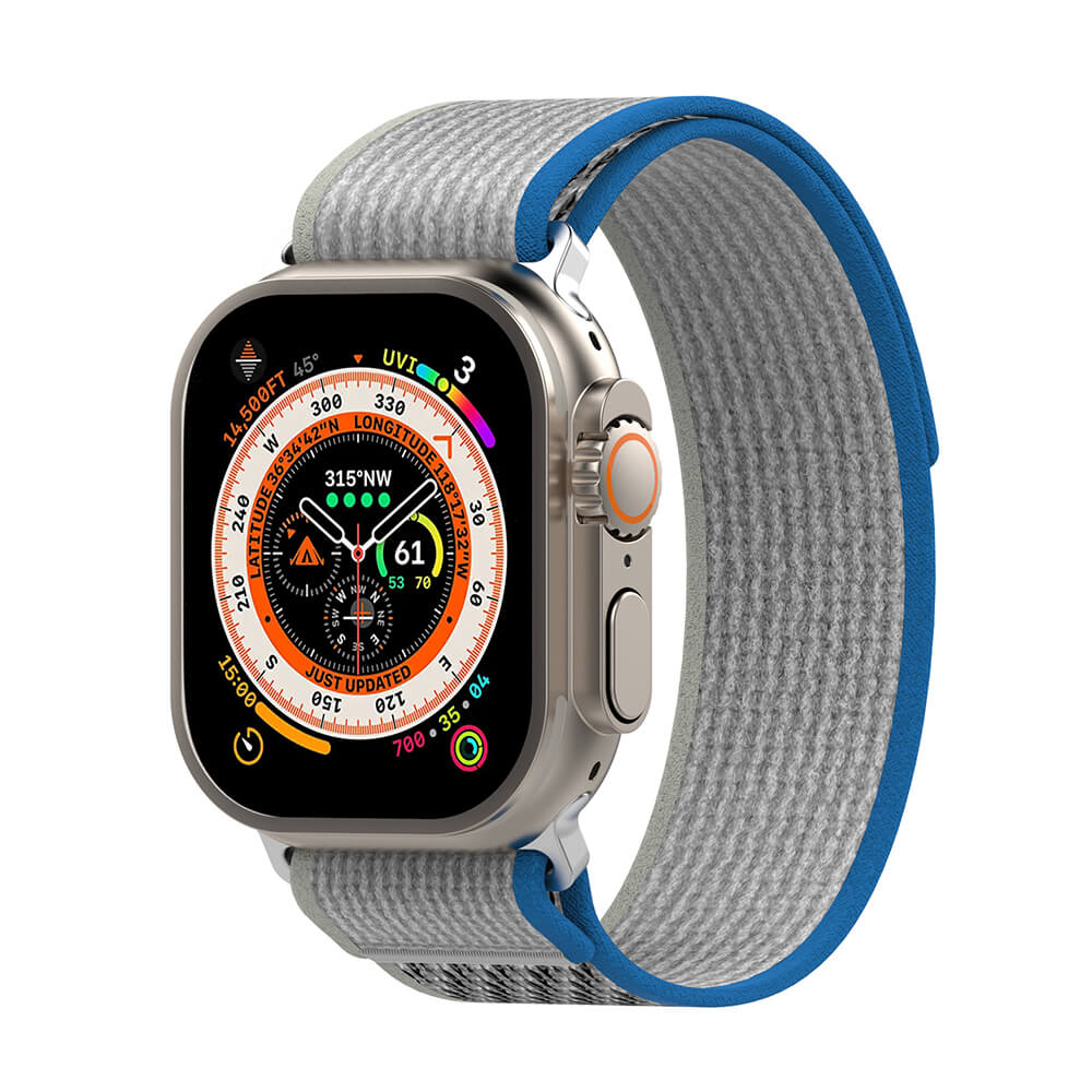 Techsuit Λουράκι Apple Watch 2/3/4/5/6/7/8/9/10/11 - SE (1/2/3) - 38/40/41/42mm Watchband W039 Nylon - Blue / Gray