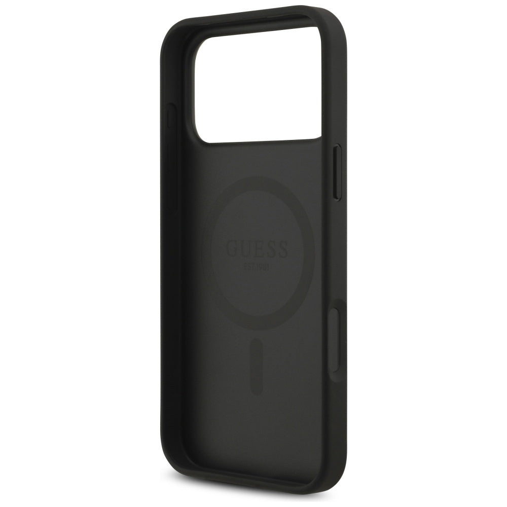 Guess iPhone 17 Pro Max - 4G Circle Classic Logo MagSafe - Θήκη με Επένδυση Συνθετικού Δέρματος - Black - GUHMP17XP4PGRSGK