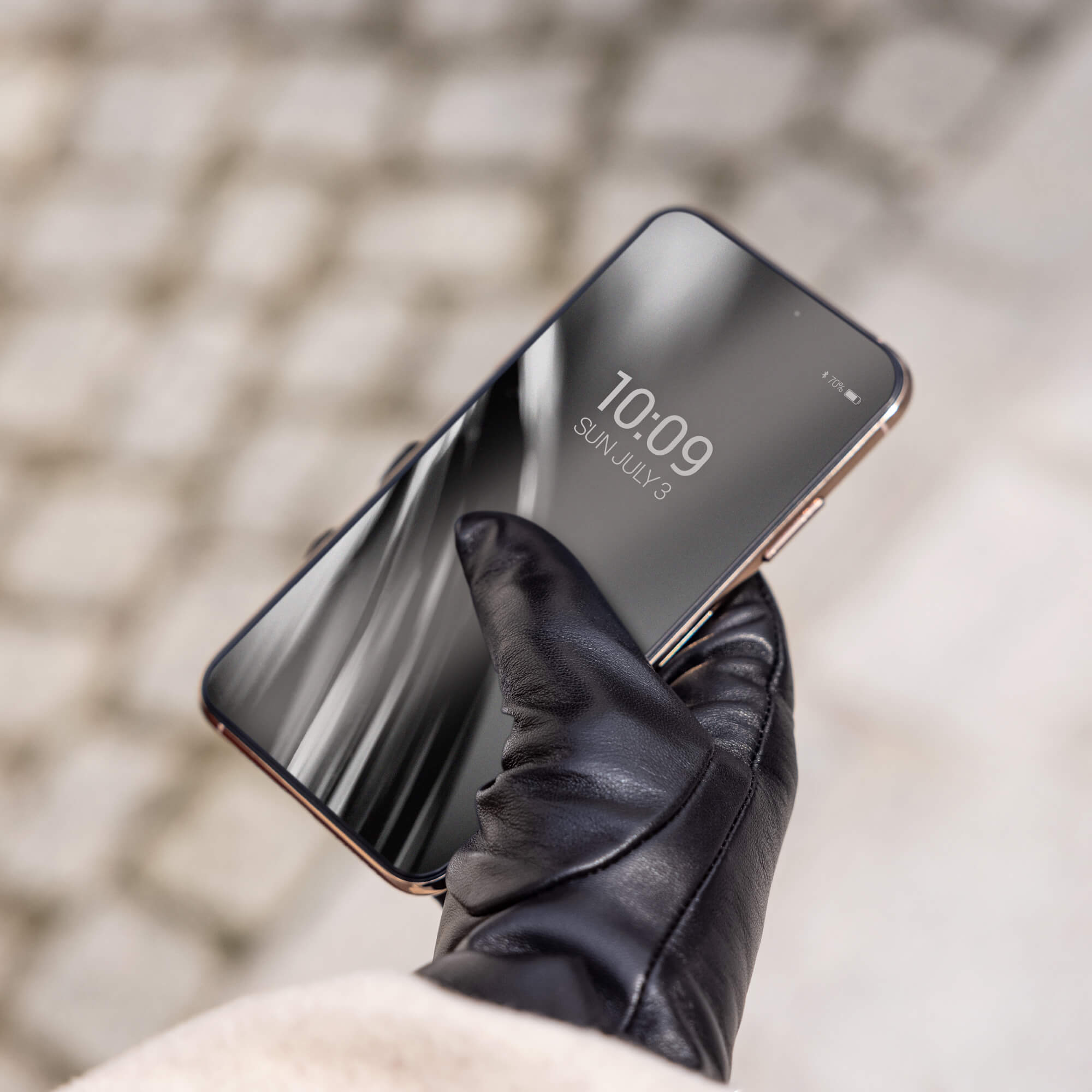 Navaris Γυναικεία Γάντια από Δέρμα Νάπα με Κουμπί - Small - Black - 54702.10.01