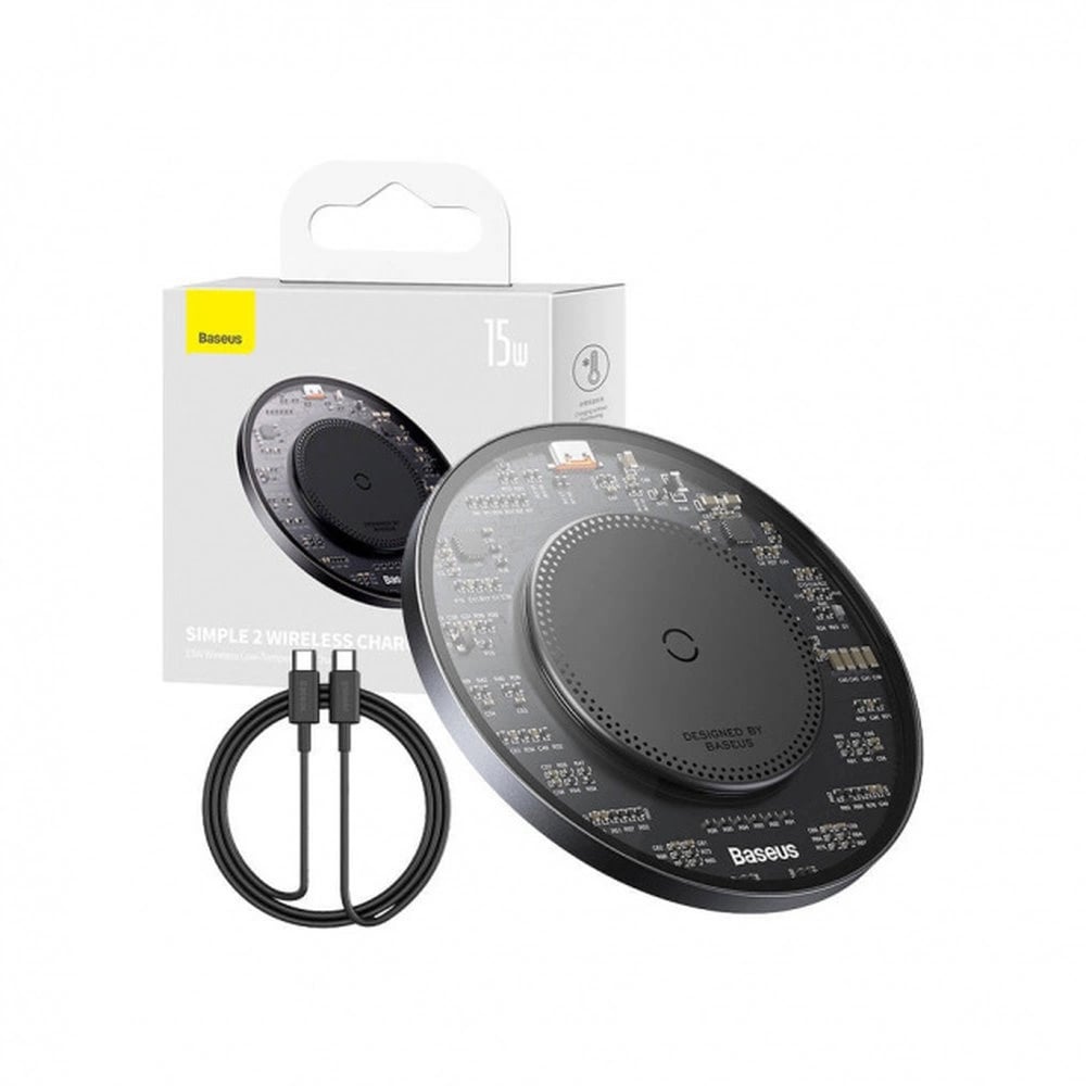 Baseus Simple 2 BS-W530 Wireless Charger 15W Ασύρματος Φορτιστής MagSafe με Καλώδιο Type-C - Black - CCJJ050001