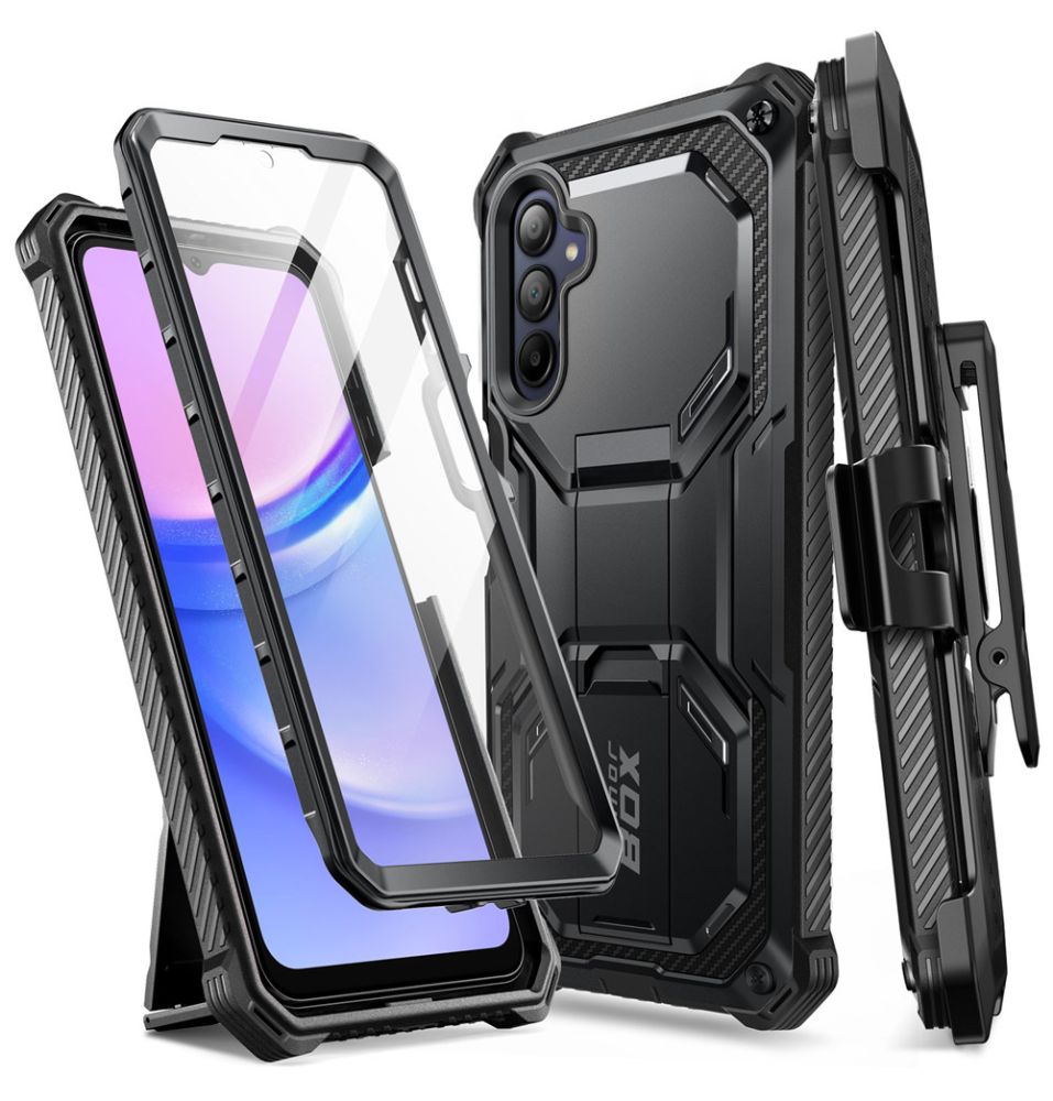 Supcase Samsung Galaxy A15 4G / A15 5G Armorbox Σκληρή Θήκη με Προστασία Οθόνης και Stand - Black