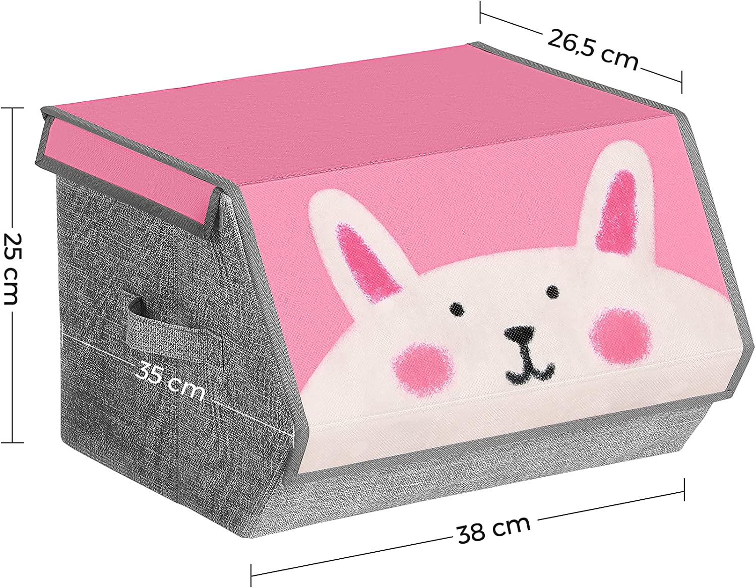 Songmics Σετ με 3 Υφασμάτινα Παιδικά Κουτιά Αποθήκευσης - Animal Designs - Pink / Blue / Green / Grey - RFB760P01