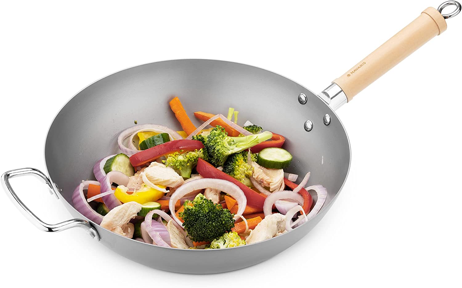 Navaris Τηγάνι Wok για Όλες τις κουζίνες - 30cm - Grey - 58082.01