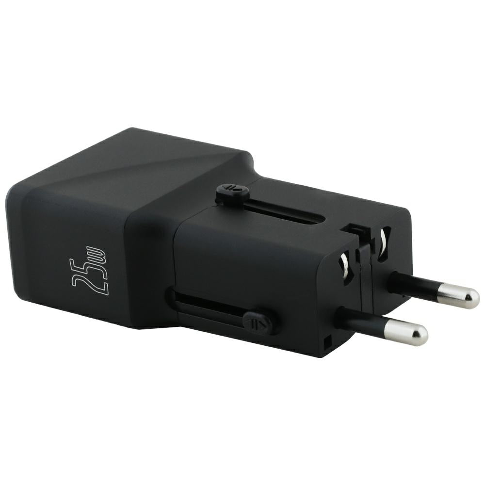 Tumi Travel Adapter Power Charger 25W Φορτιστής Ταξιδίου με 1 Θύρα Type-C και μία Θύρα USB - Black