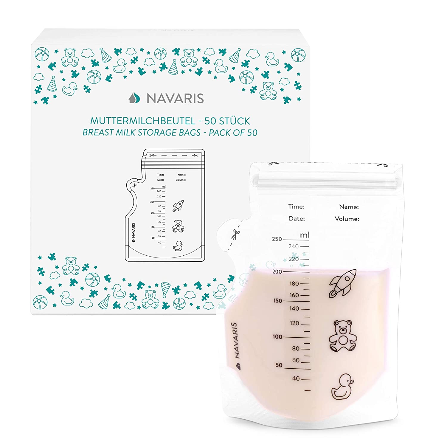 Navaris Σακούλες Αποθήκευσης Μητρικού Γάλακτος Set of 50 - White - 53219.01