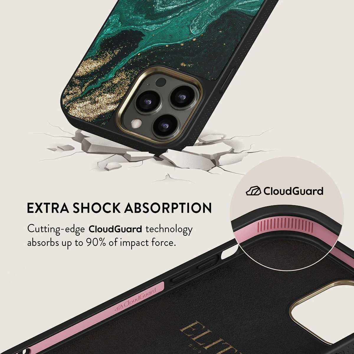 Burga iPhone 15 Pro Max Elite MagSafe Σκληρή Θήκη με MagSafe - Gold - Emerald Pool