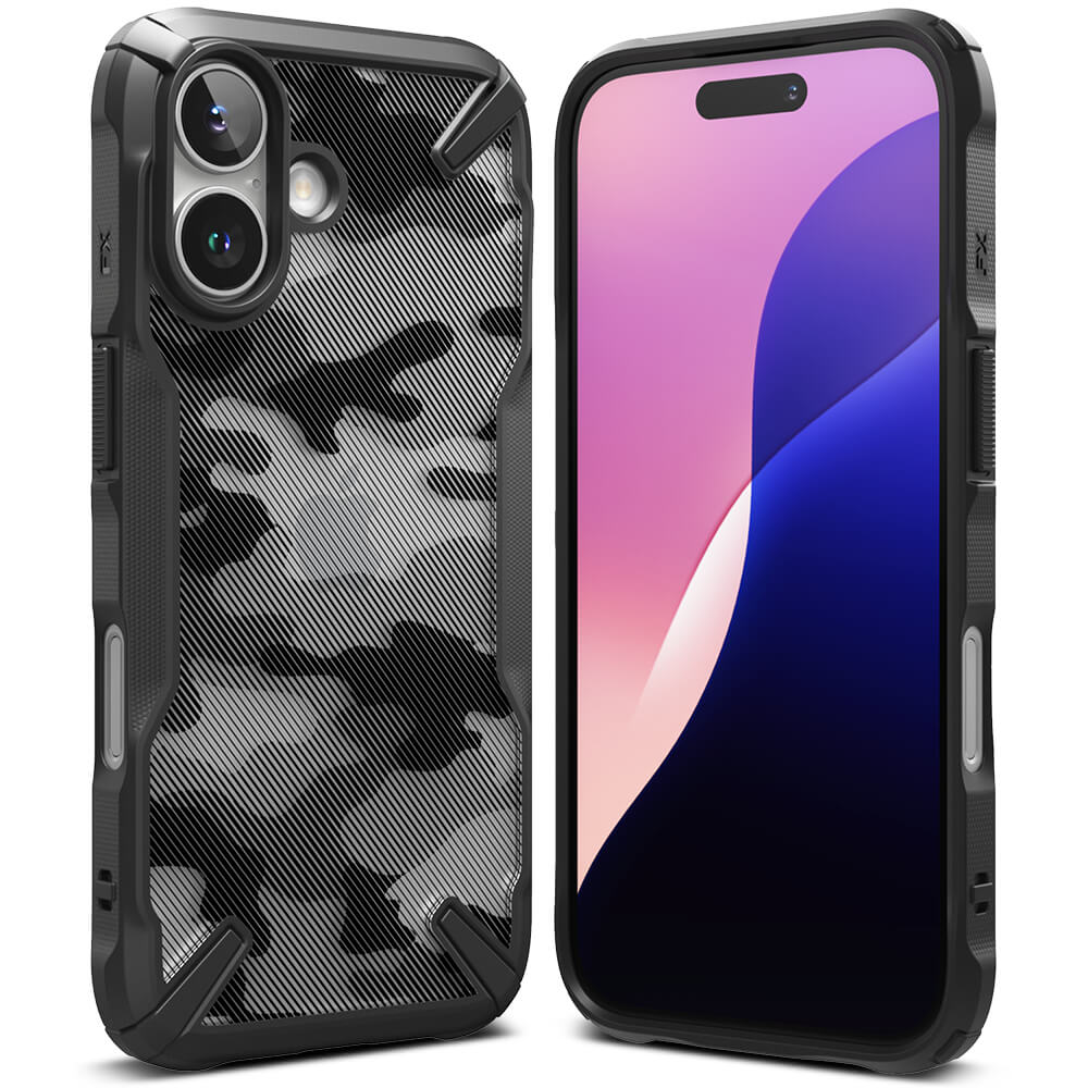 Ringke iPhone 16 Fusion X Σκληρή Θήκη με Πλαίσιο Σιλικόνης - Camo Black