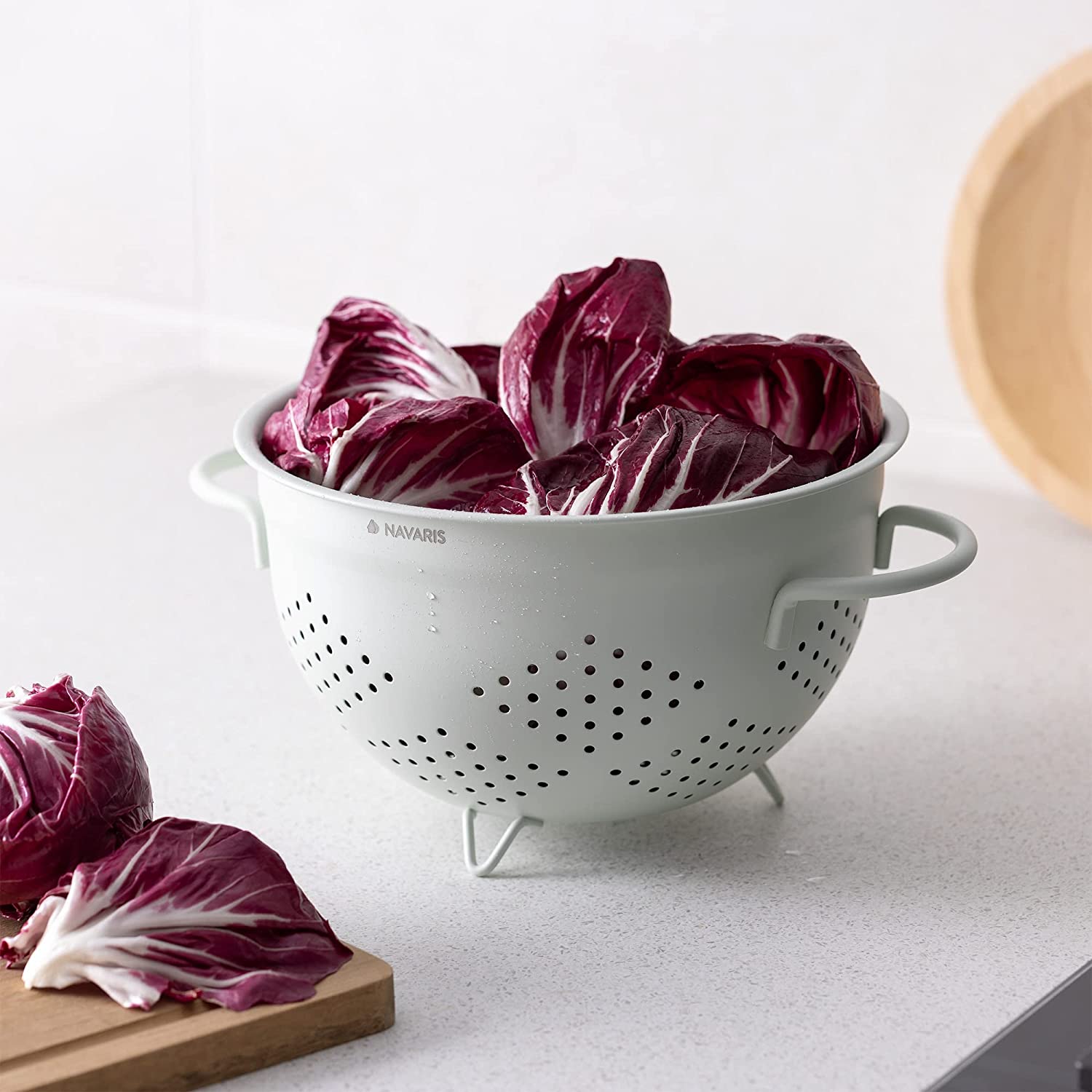 Navaris Σουρωτήρι από Ανοξείδωτο Ατσάλι με Λαβές - 24 cm - Mint Green - 48522.01.50