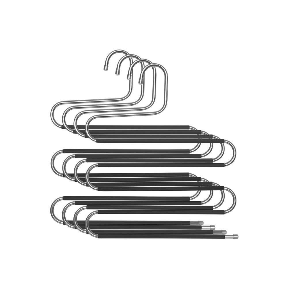 Songmics Σετ με 4 Κρεμάστρες Παντελονιών 5 Θέσεων - Silver / Black - CRI043BK
