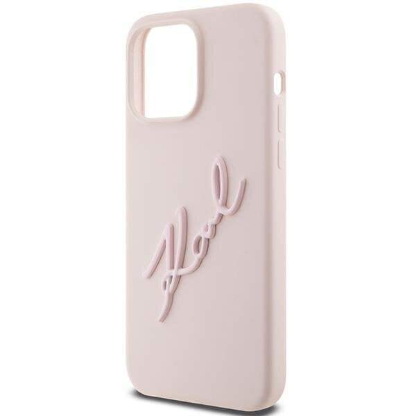Karl Lagerfeld iPhone 15 Pro Silicone Karl Script Θήκη Σιλικόνης - Pink - KLHCP15LSKSBMCP