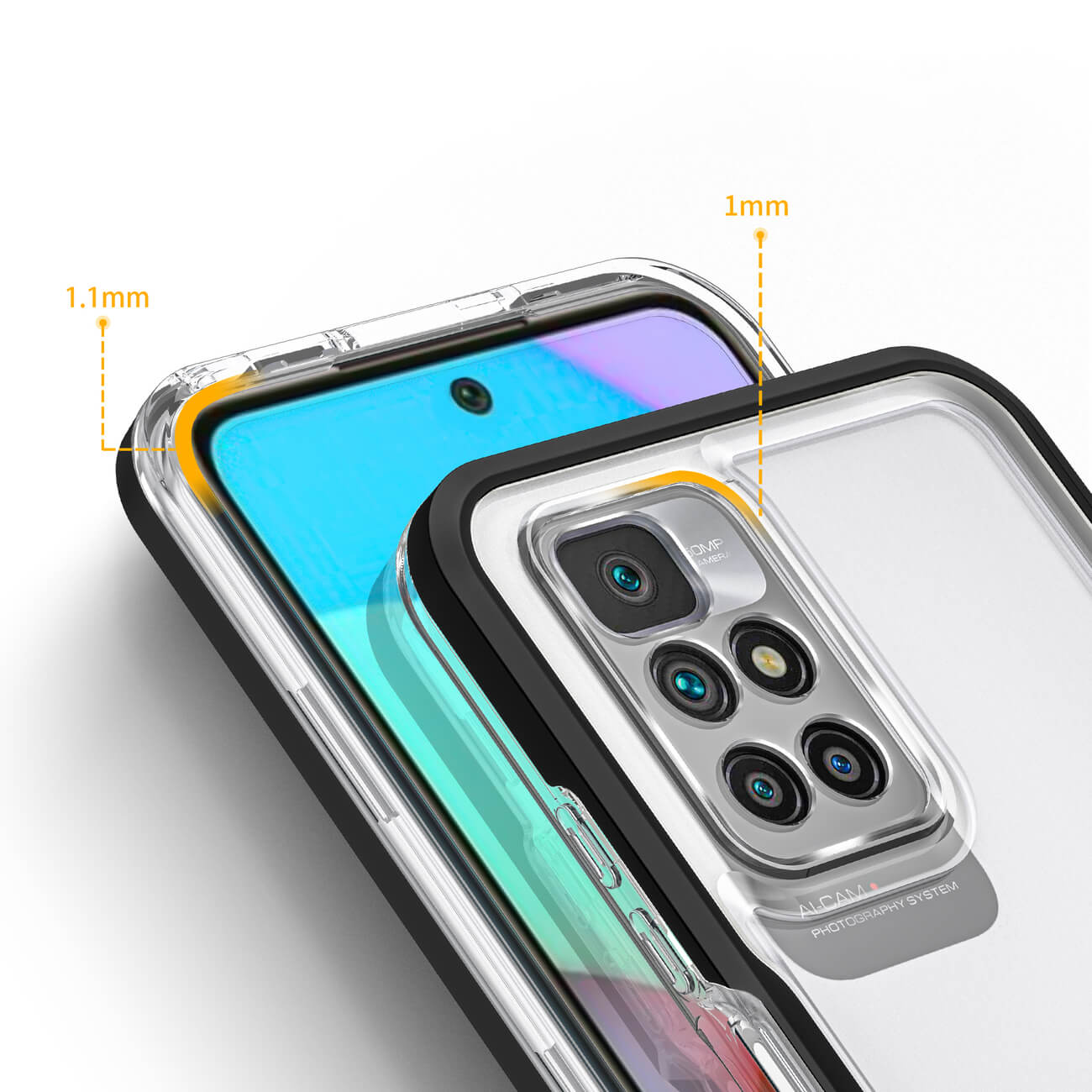 OEM Xiaomi Redmi 10 Clear Hybrid Armor Σκληρή Θήκη με Πλαίσιο Σιλικόνης - Διάφανη / Black