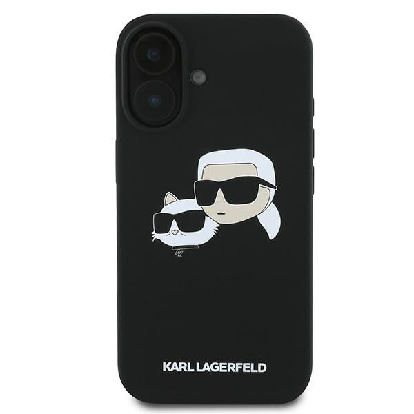 Karl Lagerfeld iPhone 16 Plus - Silicone Double Heads Print - Θήκη Σιλικόνης με MagSafe - Black - KLHMP16MSKCHPPLK