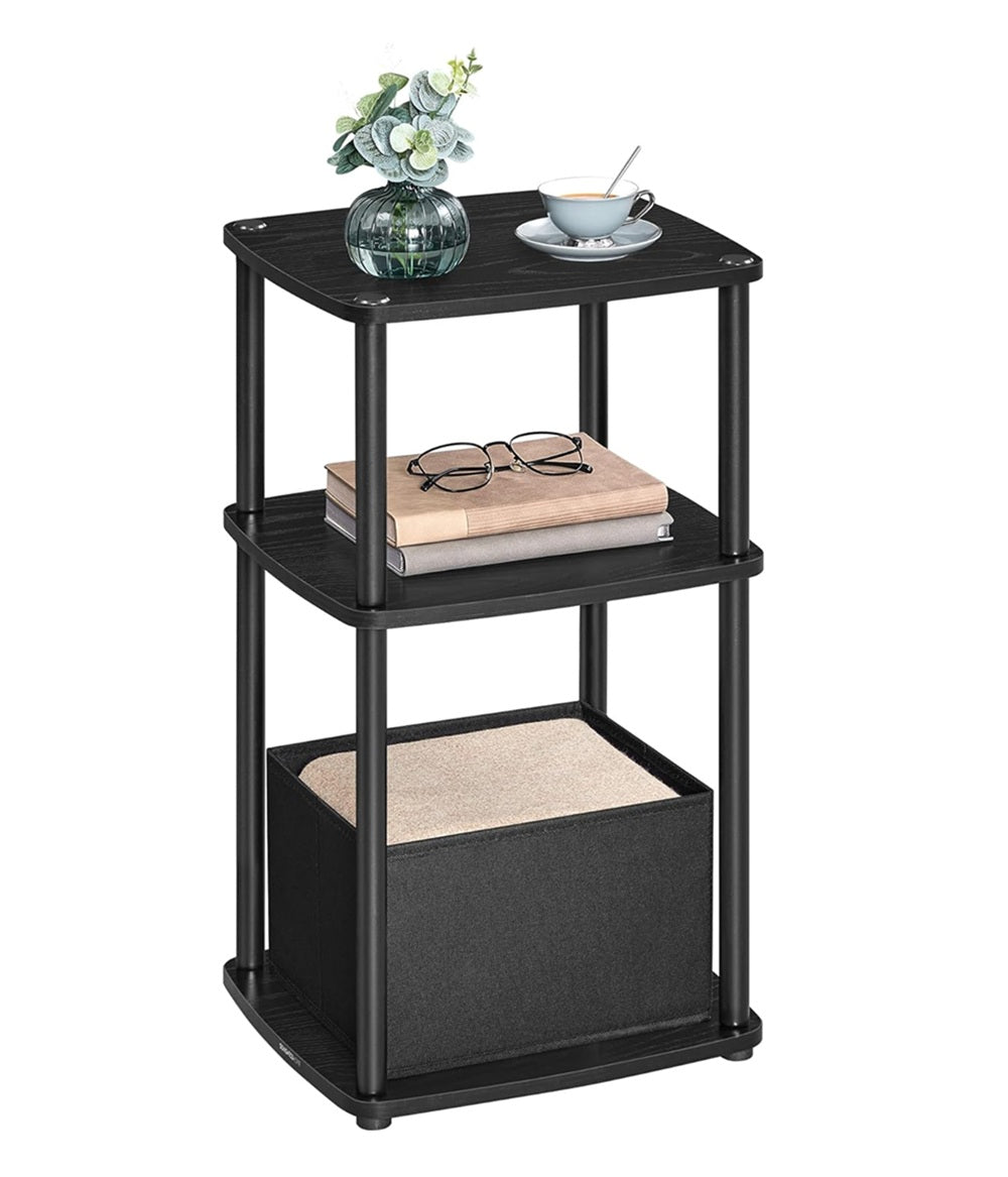 Songmics Βοηθητικό Τραπέζι με Υφασμάτινο Καλάθι - 30 x 34 x 58 cm - Ebony Black - LET286B01
