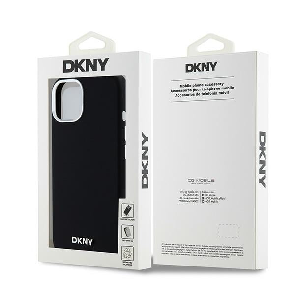 DKNY iPhone 15 / 14 / 13 - Liquid Silicone Small Metal Logo - MagSafe Σκληρή Θήκη με Πλαίσιο Σιλικόνης - Black