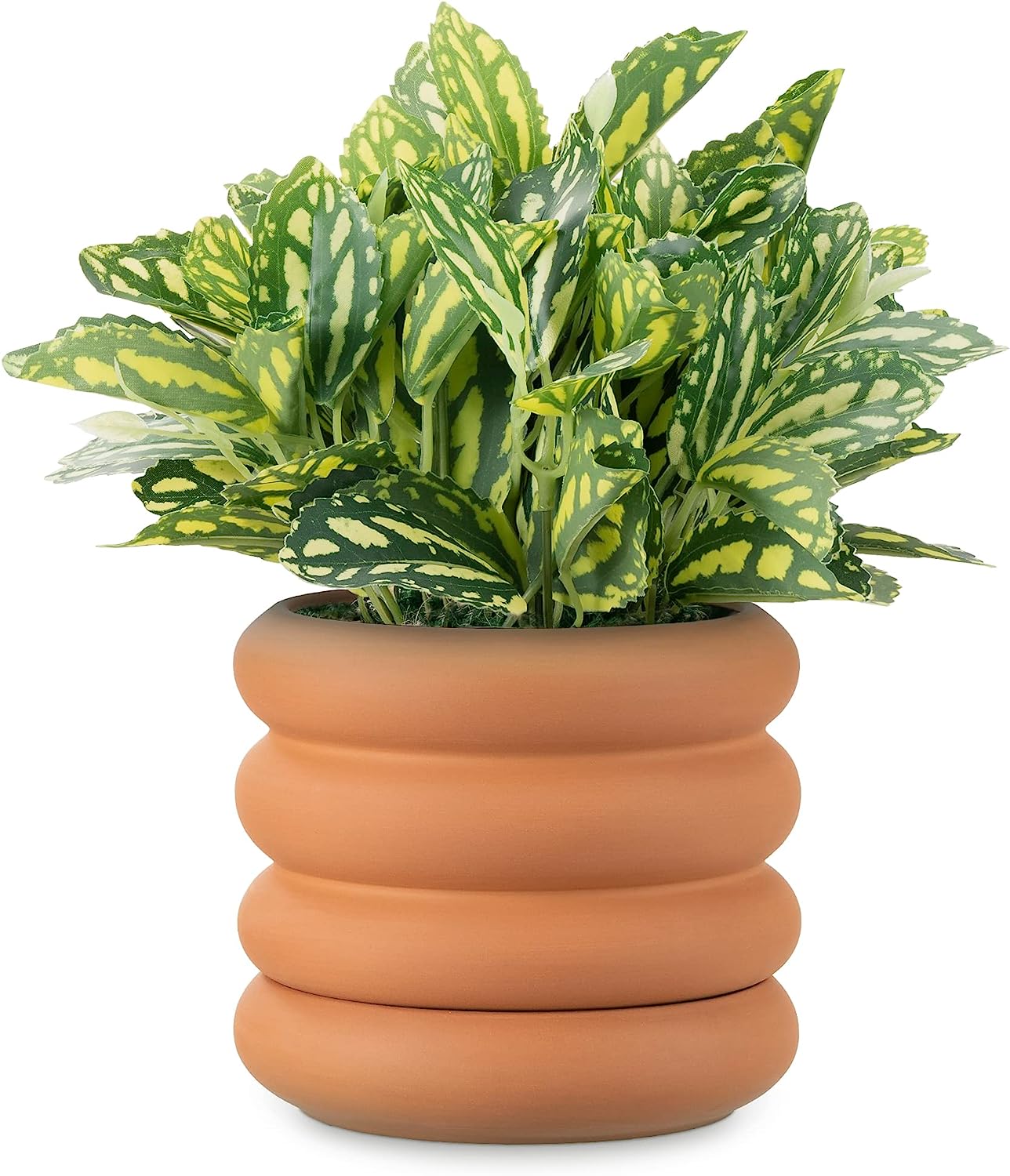 Navaris Κεραμική Γλάστρα με Πιατάκι - 16 x 14 cm - Brown - 60823.01