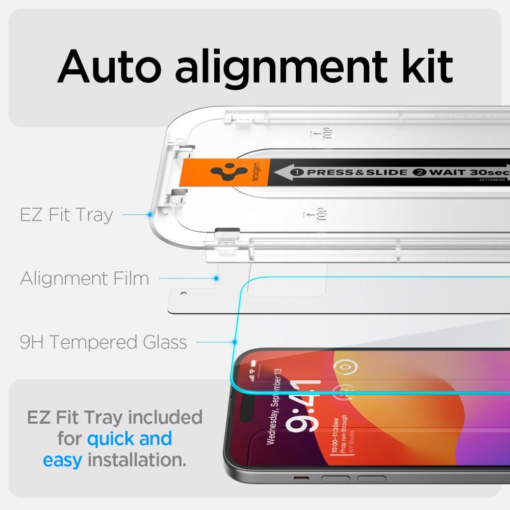 Spigen iPhone 15 Plus Glas.TR EZ Fit 0.2mm 2.5D 9H Tempered Glass Αντιχαρακτικό Γυαλί Οθόνης - Clear - AGL06887
