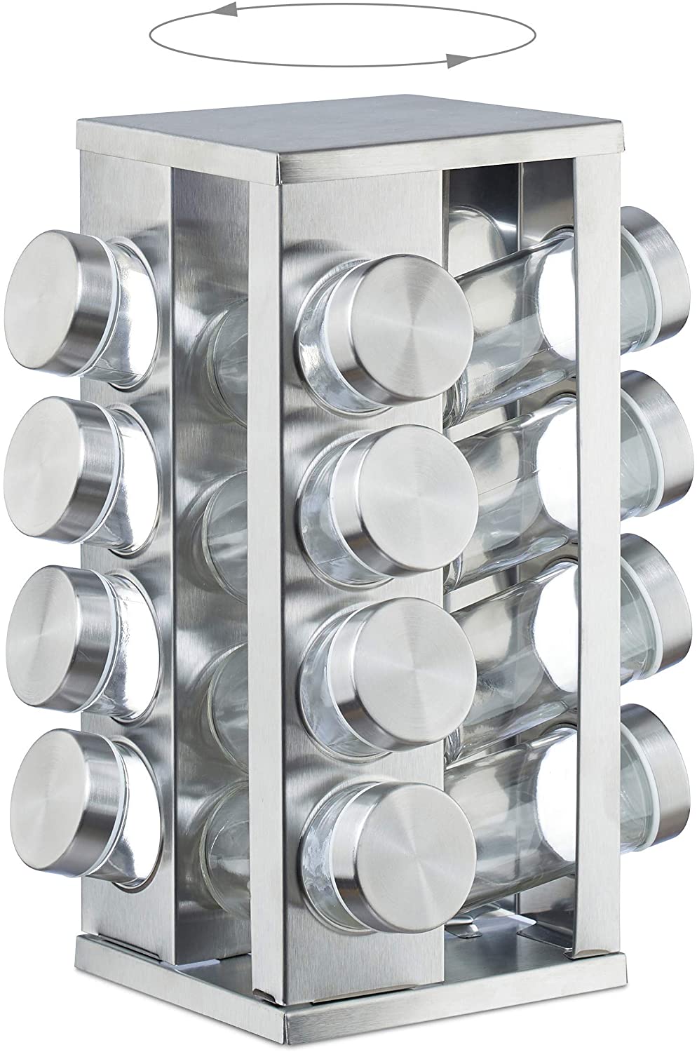 Relaxdays Καρουζέλ Μπαχαρικών με 16 Δοχεία - Silver - 4052025264611