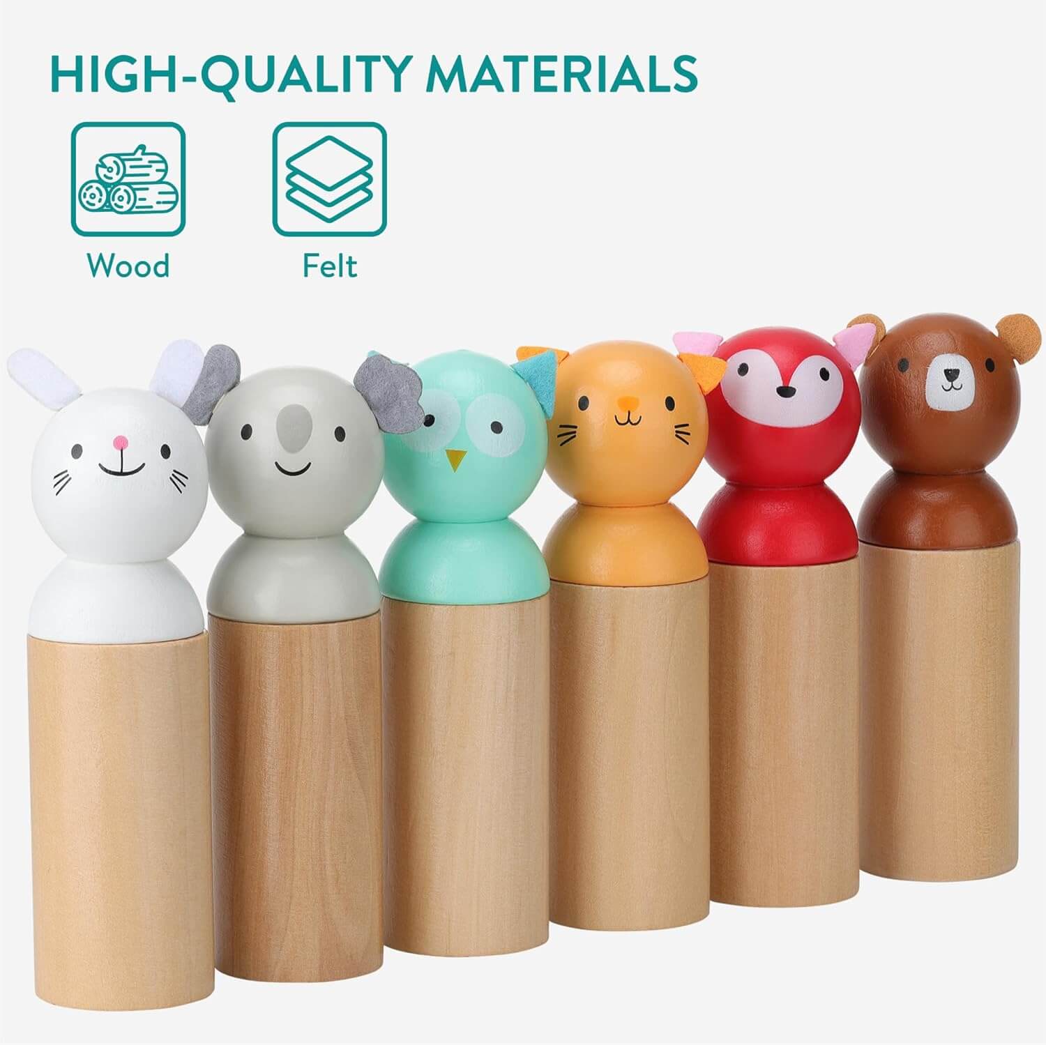 Navaris Ξύλινο Παιχνίδι Μπόουλινγκ για Παιδιά - Brown / Multicolor