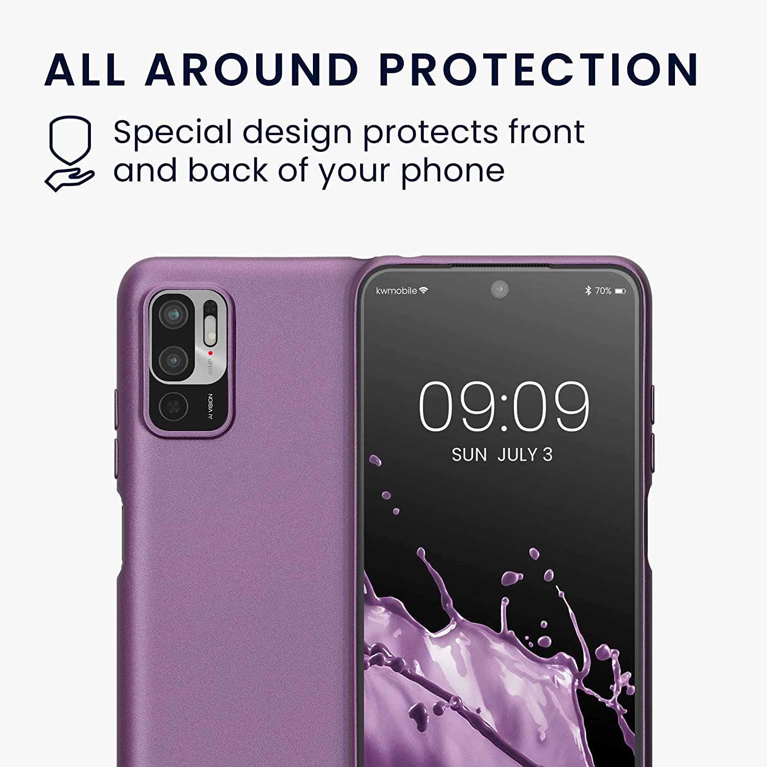 KW Xiaomi Redmi Note 10 5G / Poco M3 Pro 5G Θήκη Σιλικόνης TPU - Metallic Lavender - 57664.230
