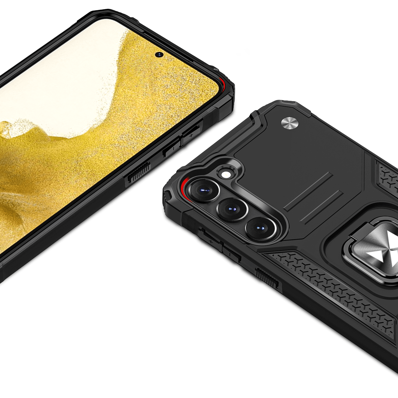 Wozinsky Samsung Galaxy S23 Ring Armor Σκληρή Θήκη με Πλαίσιο Σιλικόνης και Δαχτυλίδι Συγκράτησης - Black