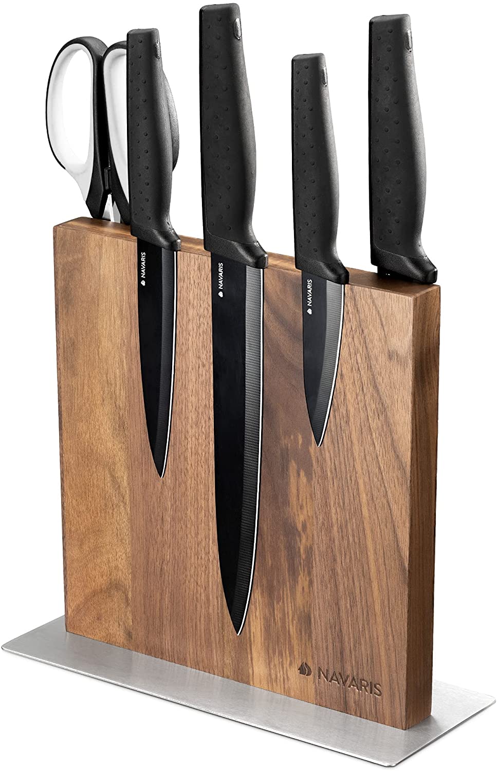 Navaris Double Sided Wooden Magnetic Knife Holder Μαγνητική Ξύλινη Βάση Μαχαιριών Διπλής Όψεως - Walnut Wood - 50416.025.03