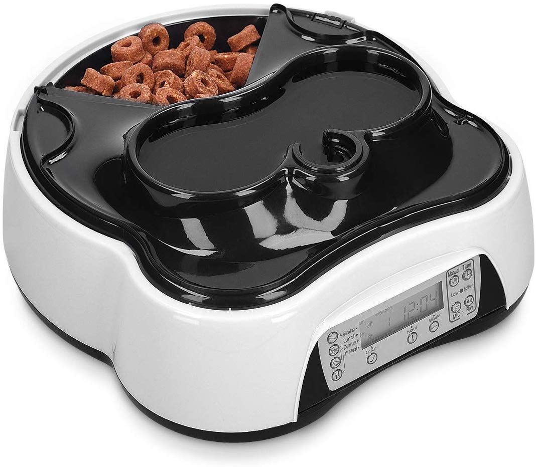 Navaris Automatic Food and Water Dispenser - Αυτόματη Ταΐστρα Φαγητού και Νερού με Χρονοδιακόπτη για Κατοικίδιο - 1.6L - White / Black - 44769.04