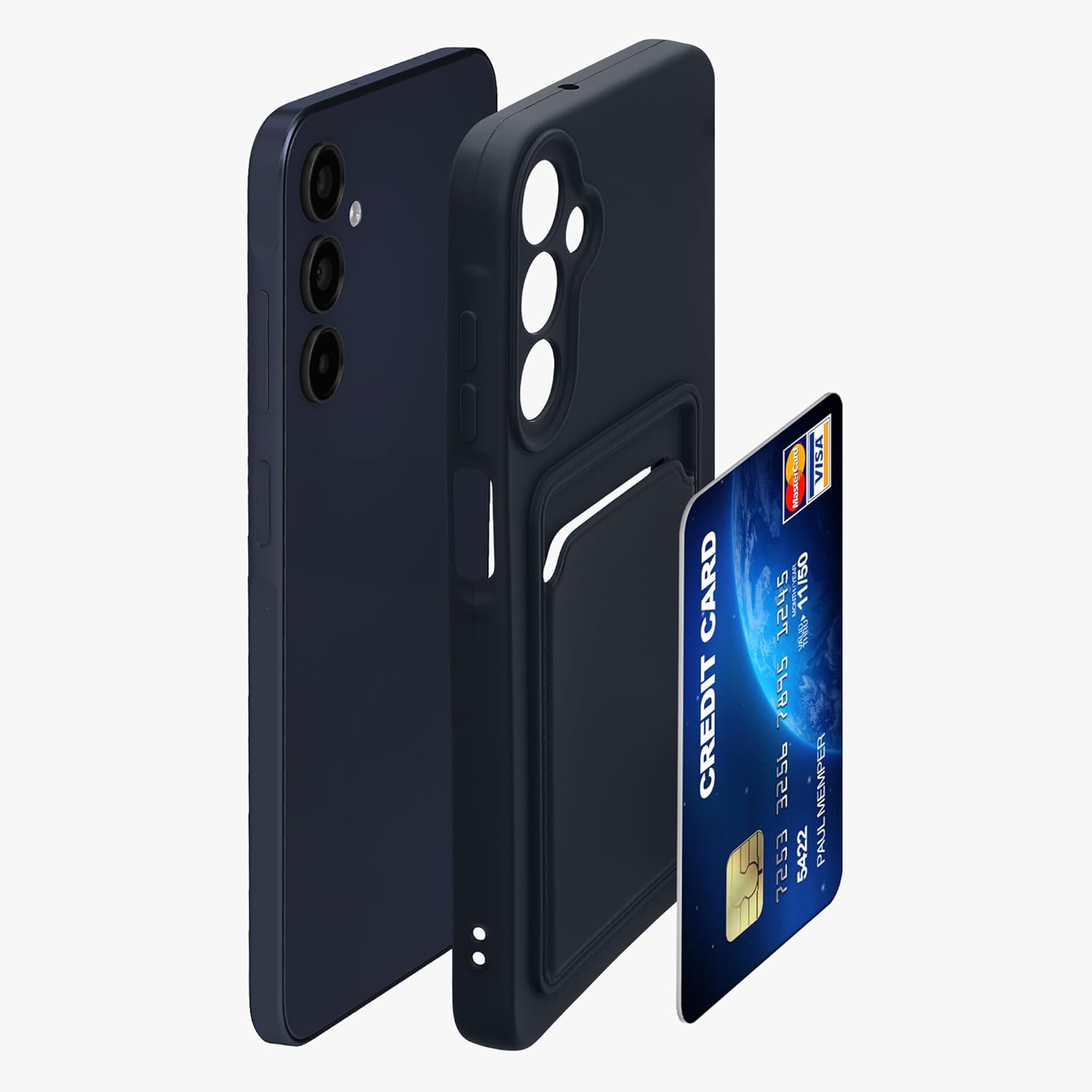 KW Samsung Galaxy A15 4G / A15 5G Θήκη Σιλικόνης TPU με Υποδοχή για Κάρτα - Dark Blue