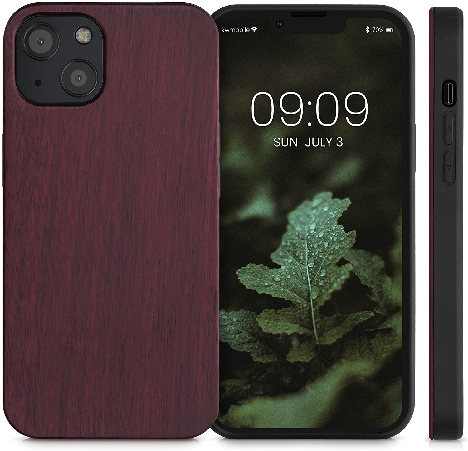 KW iPhone 13 Θήκη από Φυσικό Ξύλο - Dark Red - 55954.20
