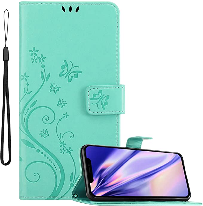 Cadorabo iPhone 13 Pro Max Θήκη Πορτοφόλι Stand από Δερματίνη - Floral - Turquoise