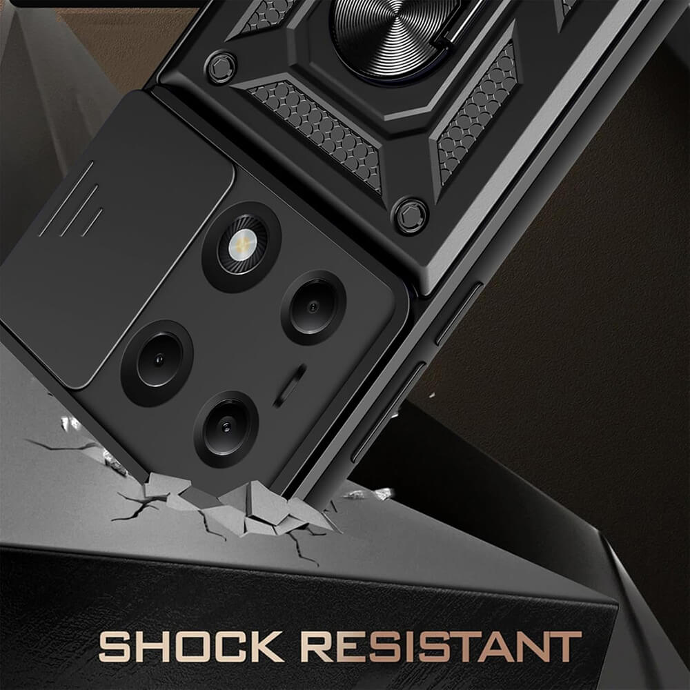 Techsuit Xiaomi Redmi Note 14 Pro 5G / Poco X7 - CamShield - Σκληρή Θήκη με Προστασία Καμερών και Δαχτυλίδι Συγκράτησης - Black