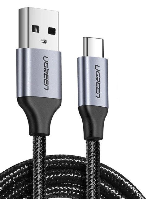 Ugreen Nickel-Plated Cable Type-C 3A - Καλώδιο Γρήγορης Φόρτισης Type-C 1m - Black