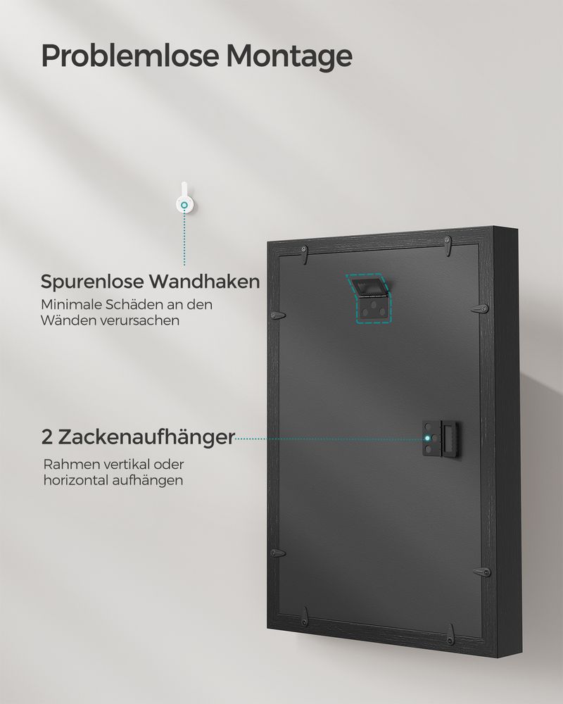 Songmics Ξύλινη Κορνίζα Κολάζ Μεγέθους A4 - 36.5 x 26 cm - Black - RPF019B01