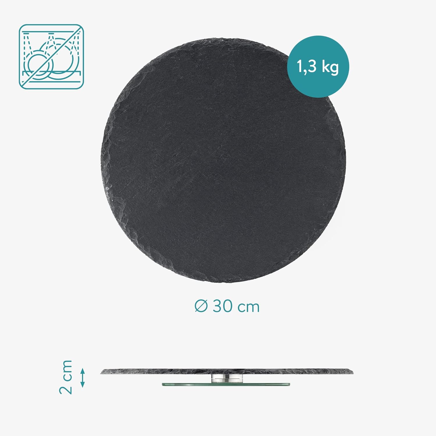 Navaris Περιστρεφόμενος Δίσκος Σερβιρίσματος από Σχιστόλιθο - Black - 57678.01