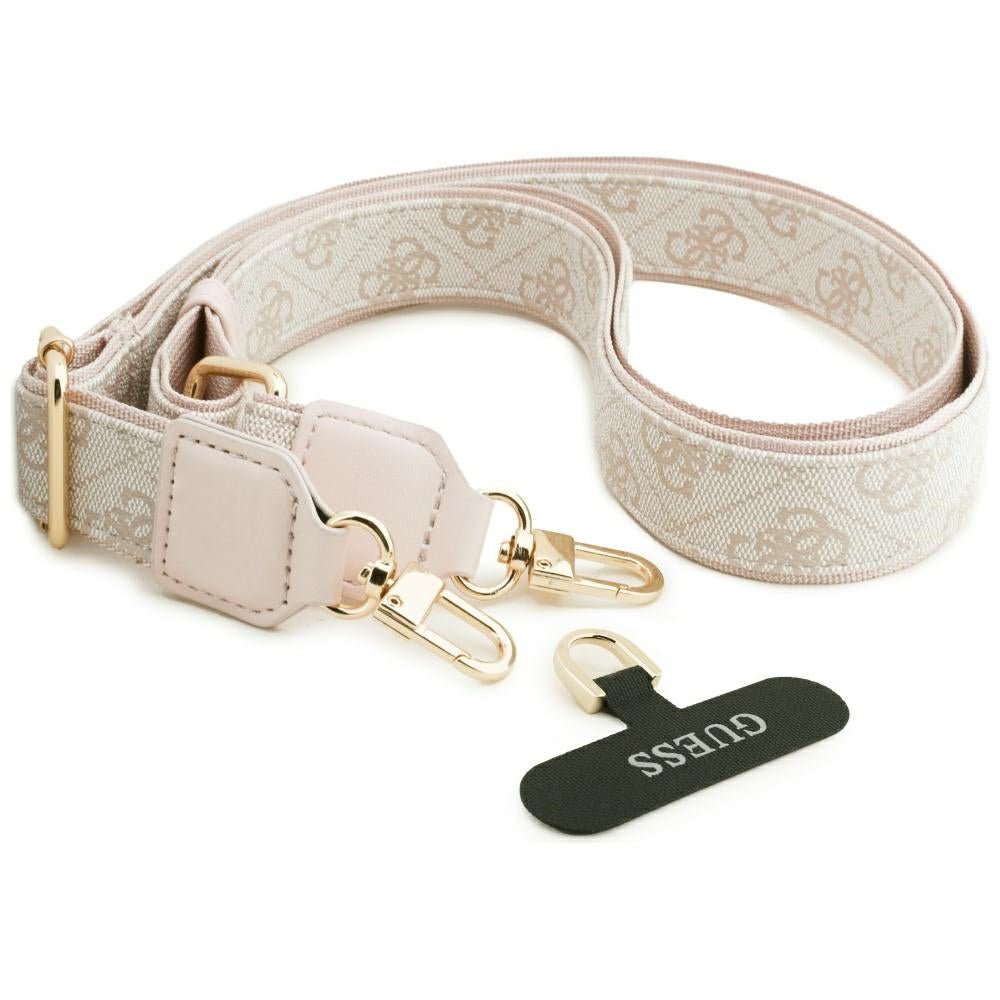 Guess iPhone 17 Pro - 4G Strass Logo and Big Strap Metal Buttons MagSafe - Θήκη με Επένδυση Συνθετικού Δέρματος και Λουράκι - Pink - GUHMP17LP4G4DCSP