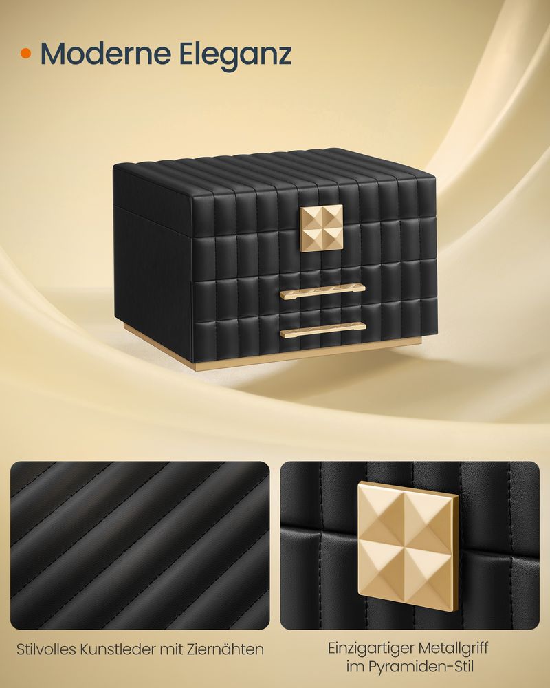 Songmics Κουτί Αποθήκευσης Κοσμημάτων με 3 Επίπεδα και Καθρέπτη - Ink Black - JBC183B01