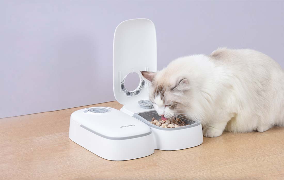 PetWant F7 Intelligent 2-Chamber Food Dispenser - Έξυπνος Διανομέας Φαγητού με 2 Διαμερίσματα - White