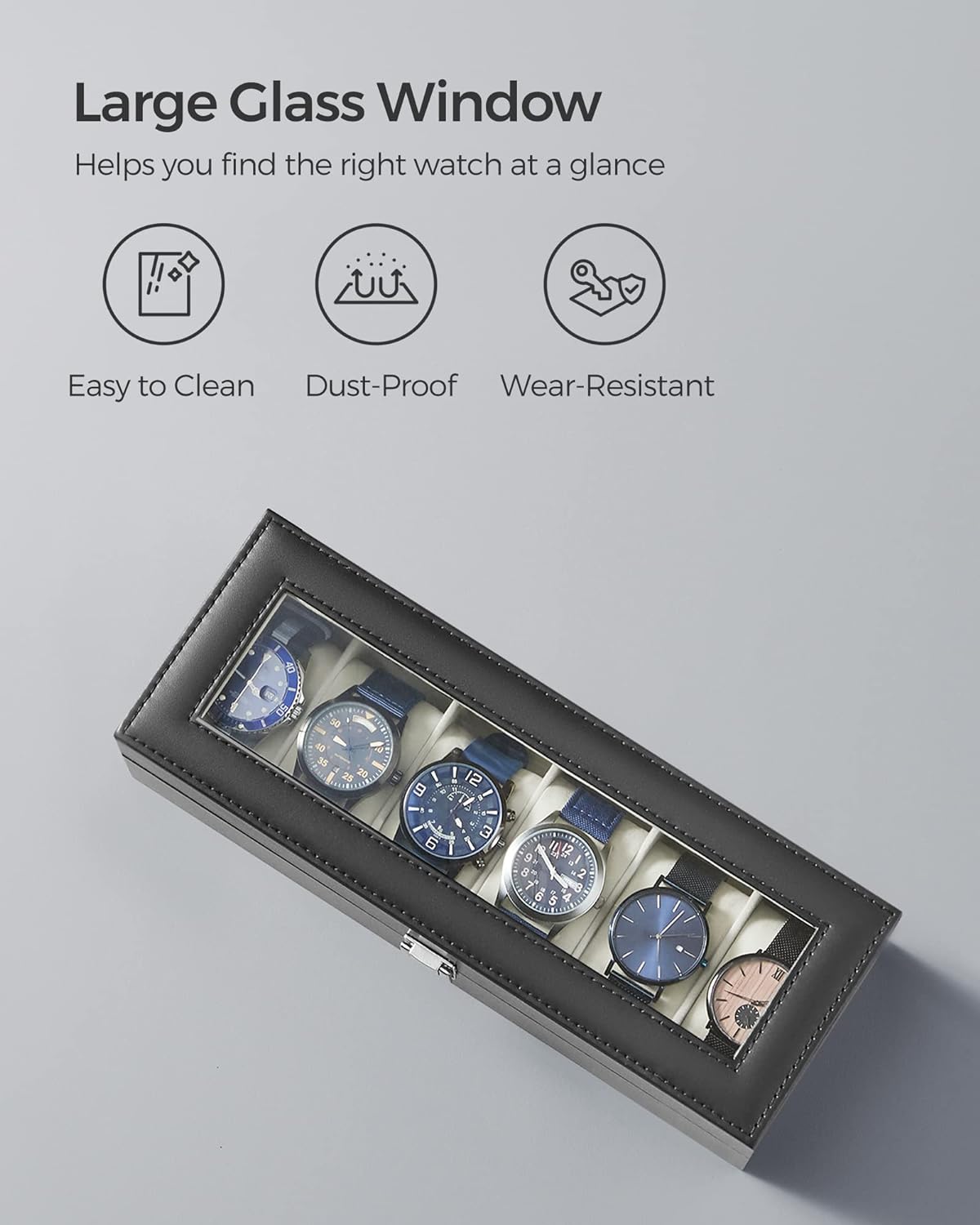 Songmics Θήκη Αποθήκευσης για 6 Ρολόγια - Black / Beige - JWB06BE