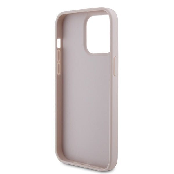 Guess iPhone 15 Pro Max Leather 4G Diamond Triangle Θήκη με Επένδυση Συνθετικού Δέρματος - Pink - GUHCP15XP4TDPP