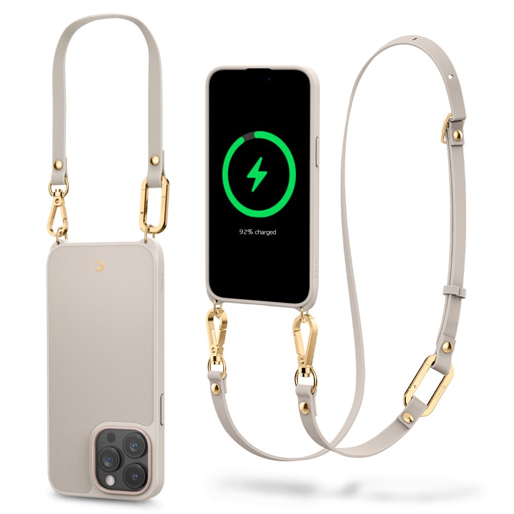 Spigen Cyrill iPhone 15 Pro Max Classic Charm Mag Σκληρή Θήκη MagSafe με Πλαίσιο Σιλικόνης και Λουράκι - Cream