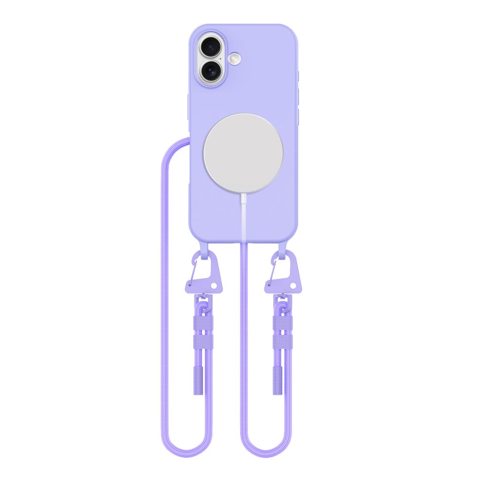 Tech-Protect iPhone 16 MagNecklace - MagSafe Θήκη Σιλικόνης TPU με Pυθμιζόμενο Αποσπώμενο Κορδόνι - Lavender