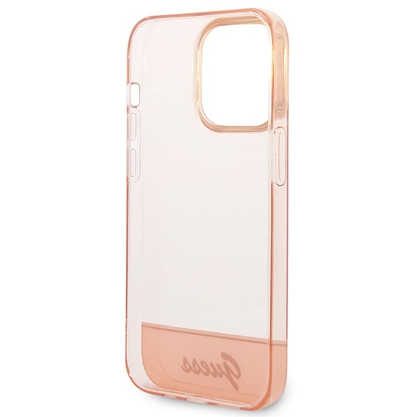 Guess iPhone 14 Pro Translucent Σκληρή Θήκη με Πλαίσιο Σιλικόνης - Pink / Semi Clear - GUHCP14LHGCOP