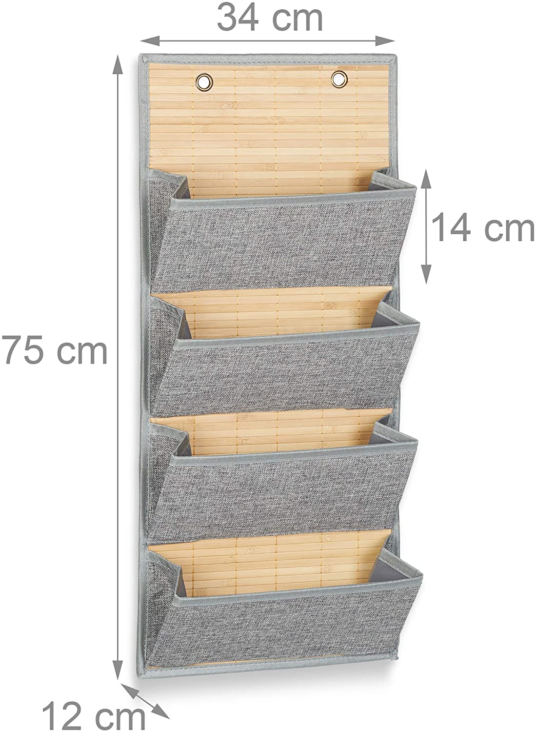 Relaxdays Διοργανωτής Τοίχου από Μπαμπού για το Γραφείο και τον Διάδρομο - Grey - Large - 4052025960940