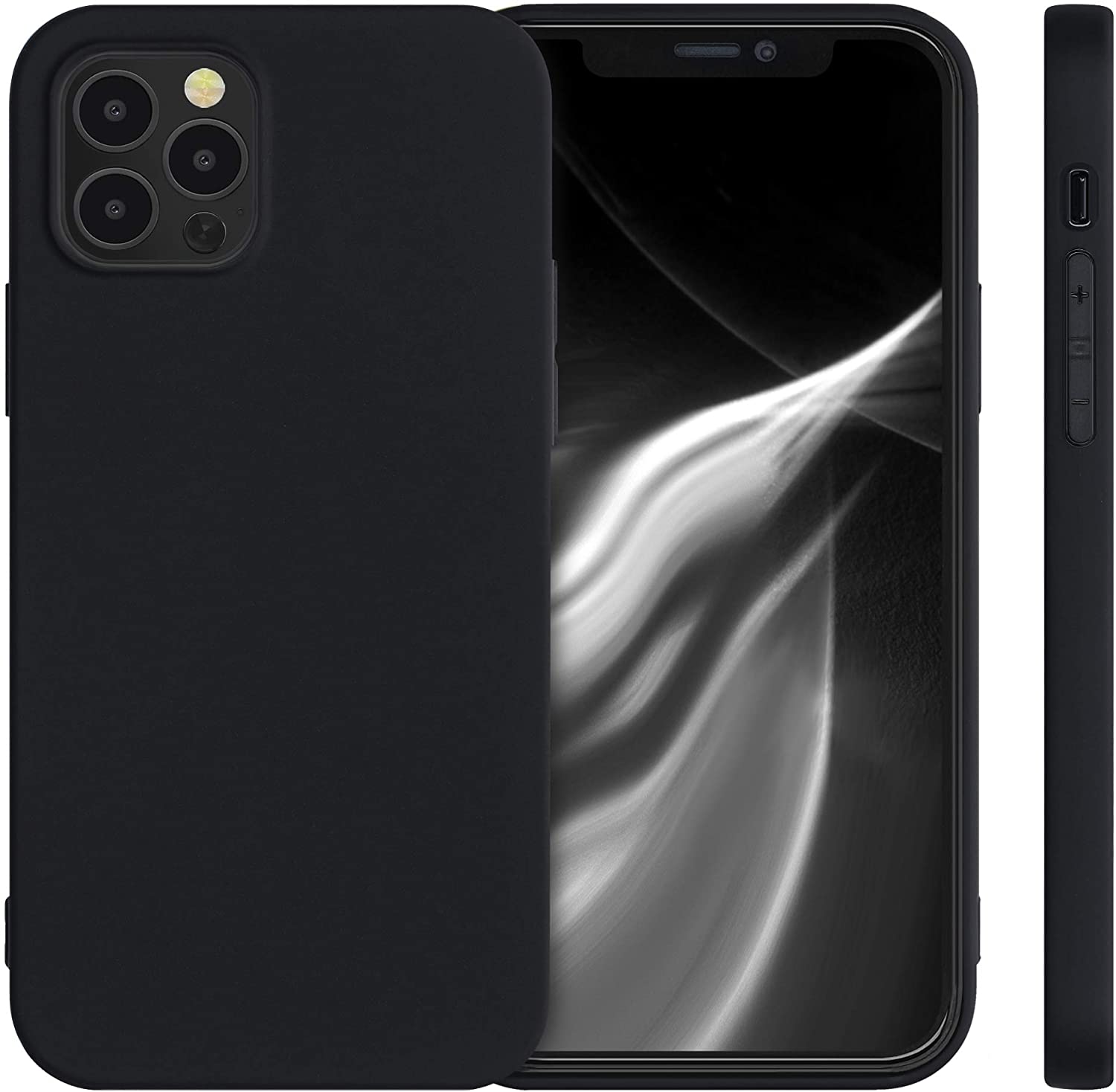 KW iPhone 12 / iPhone 12 Pro Θήκη Σιλικόνης TPU - Black Matte - 53938.47