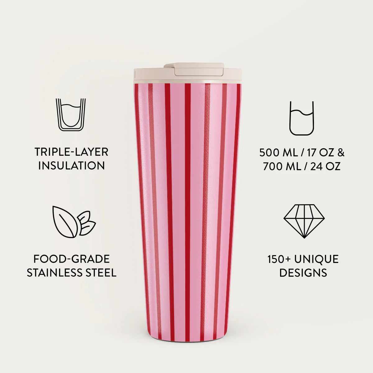 Burga Κούπα Θερμός από Ανοξείδωτο Ατσάλι - Flap Lid - 700ml - Favorite Bikini