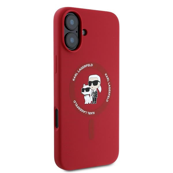 Karl Lagerfeld iPhone 16 Plus - Silicone KC Heads Ring MagSafe - Θήκη Σιλικόνης με MagSafe - Red - KLHMP16MSCMKCRHR