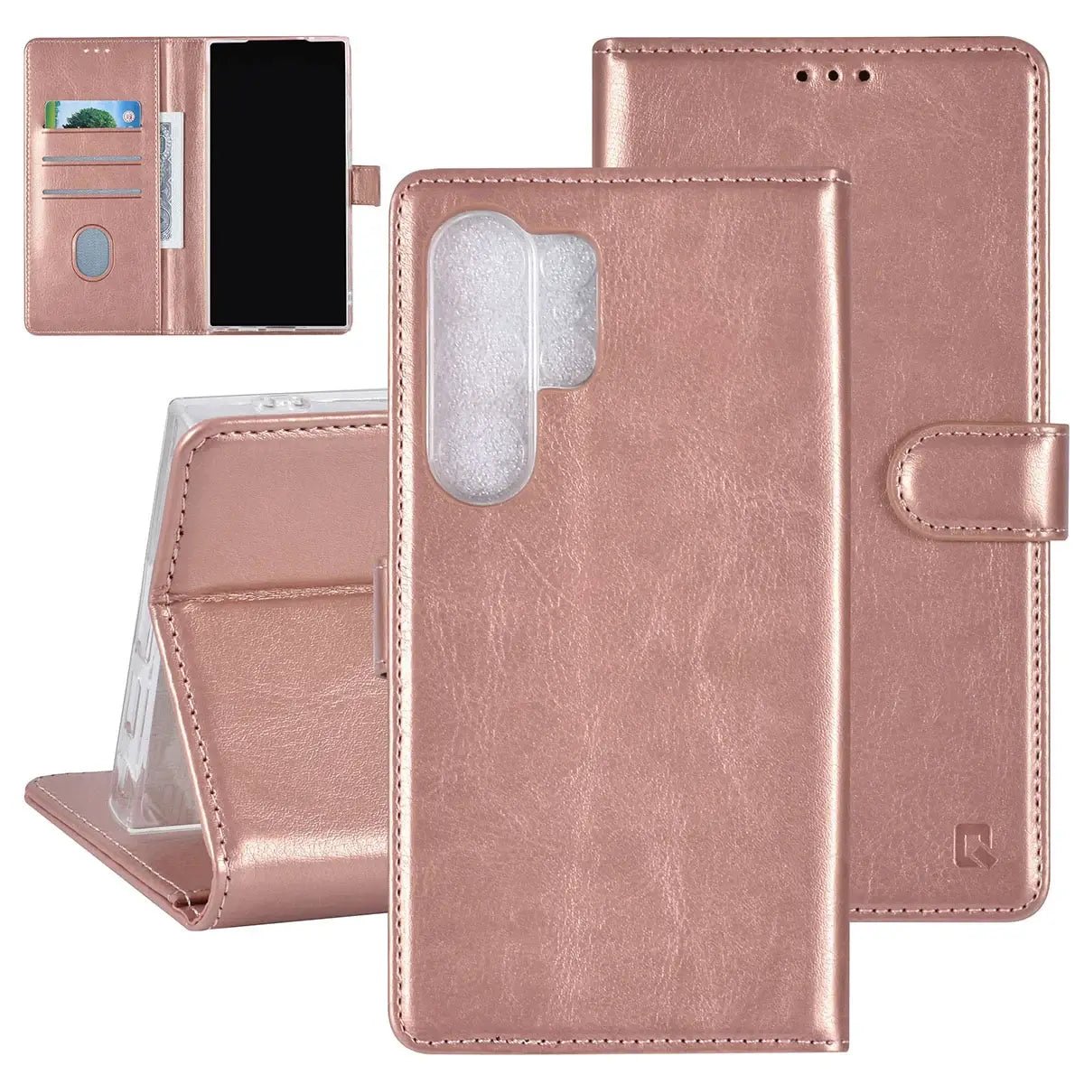 Tuniq Samsung Galaxy S24 Ultra - Θήκη Πορτοφόλι Stand από Δερματίνη - Rose Gold
