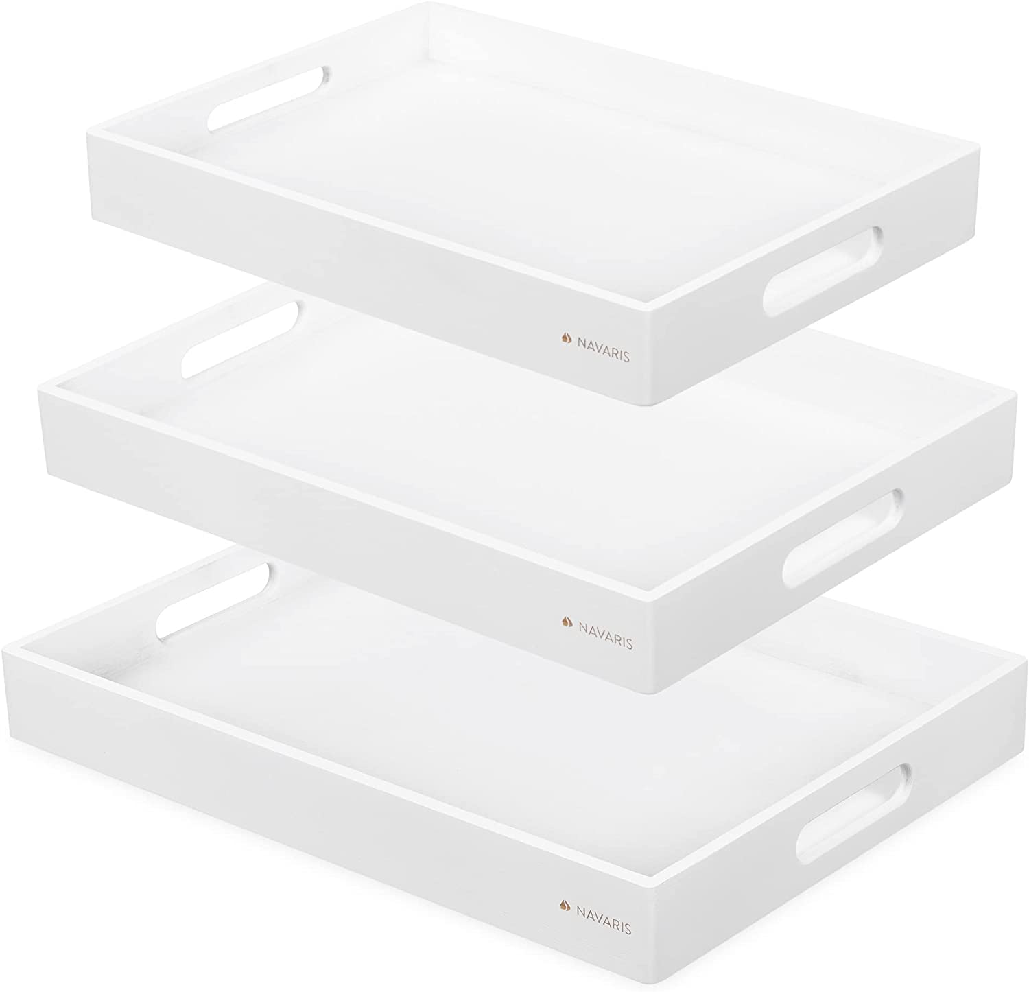 Navaris Σετ με 3 Δίσκους Σερβιρίσματος από Μπαμπού - White - 53446.03.02