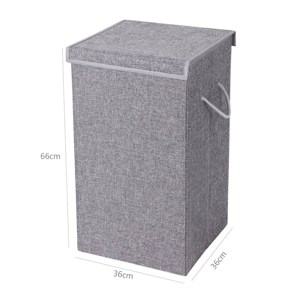 Songmics Υφασμάτινο Καλάθι Απλύτων με Μαγνητικό Καπάκι - 85L - Grey - LCB01G